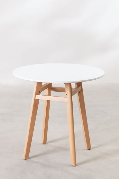 Round Dining Table in MDF and Beech Wood Scand Nordic