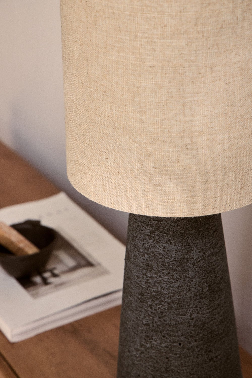 Loana linen and fiberglass table lamp, gallery image 2