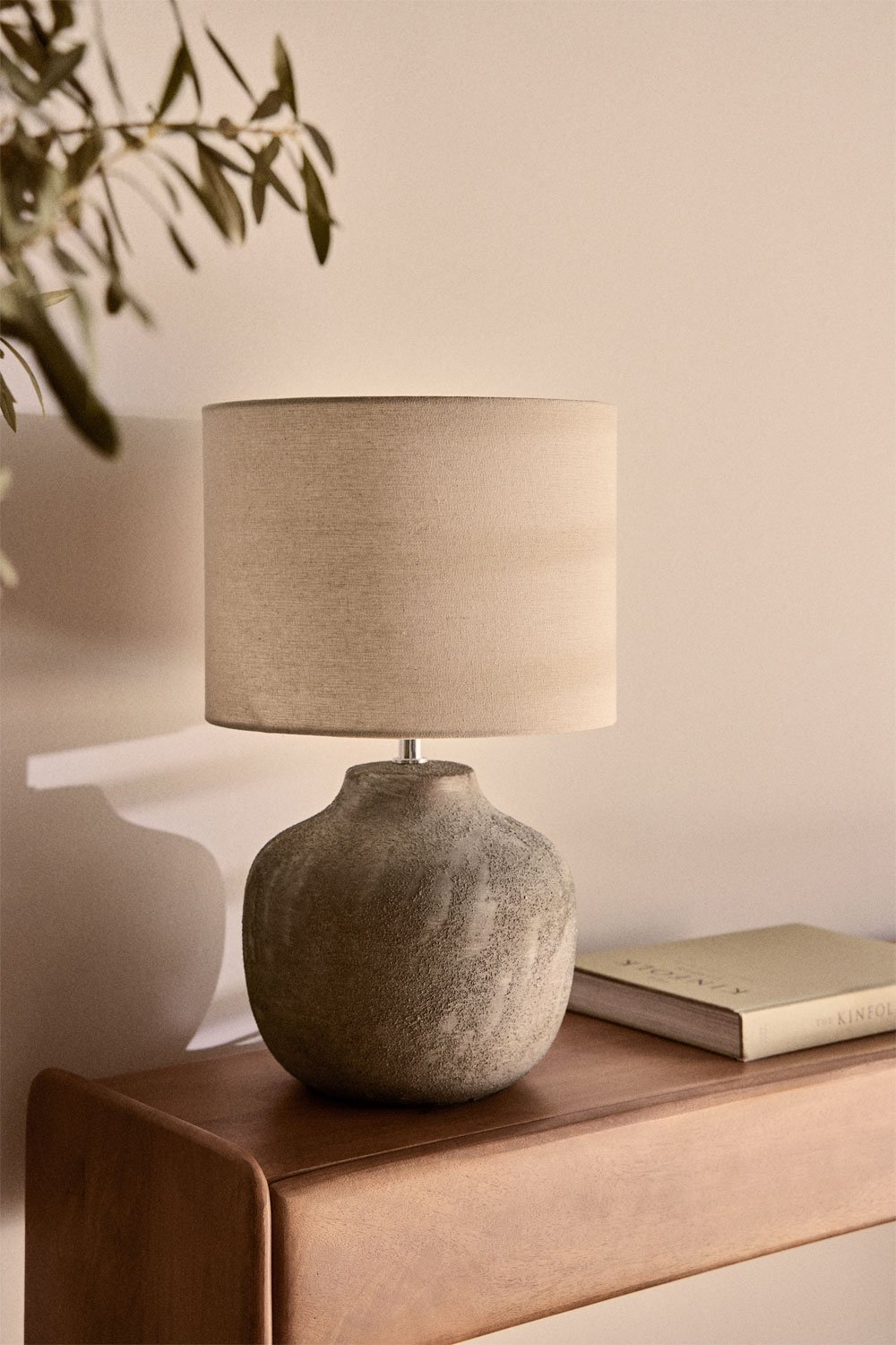 Uvalin 45cm ceramic and linen table lamp, gallery image 1
