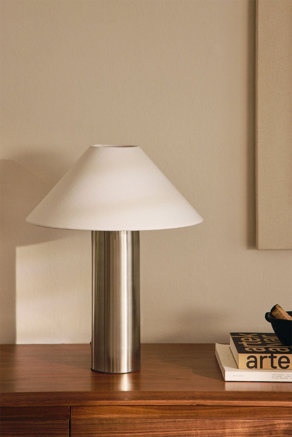 Barak linen and iron table lamp, gallery image 1