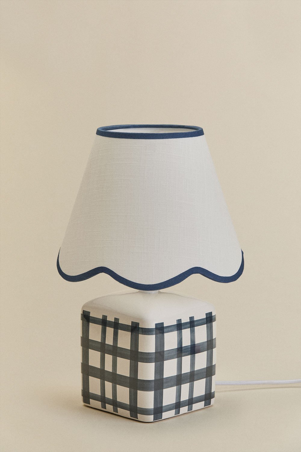 Pirela ceramic and linen table lamp, 35 cm, gallery image 3