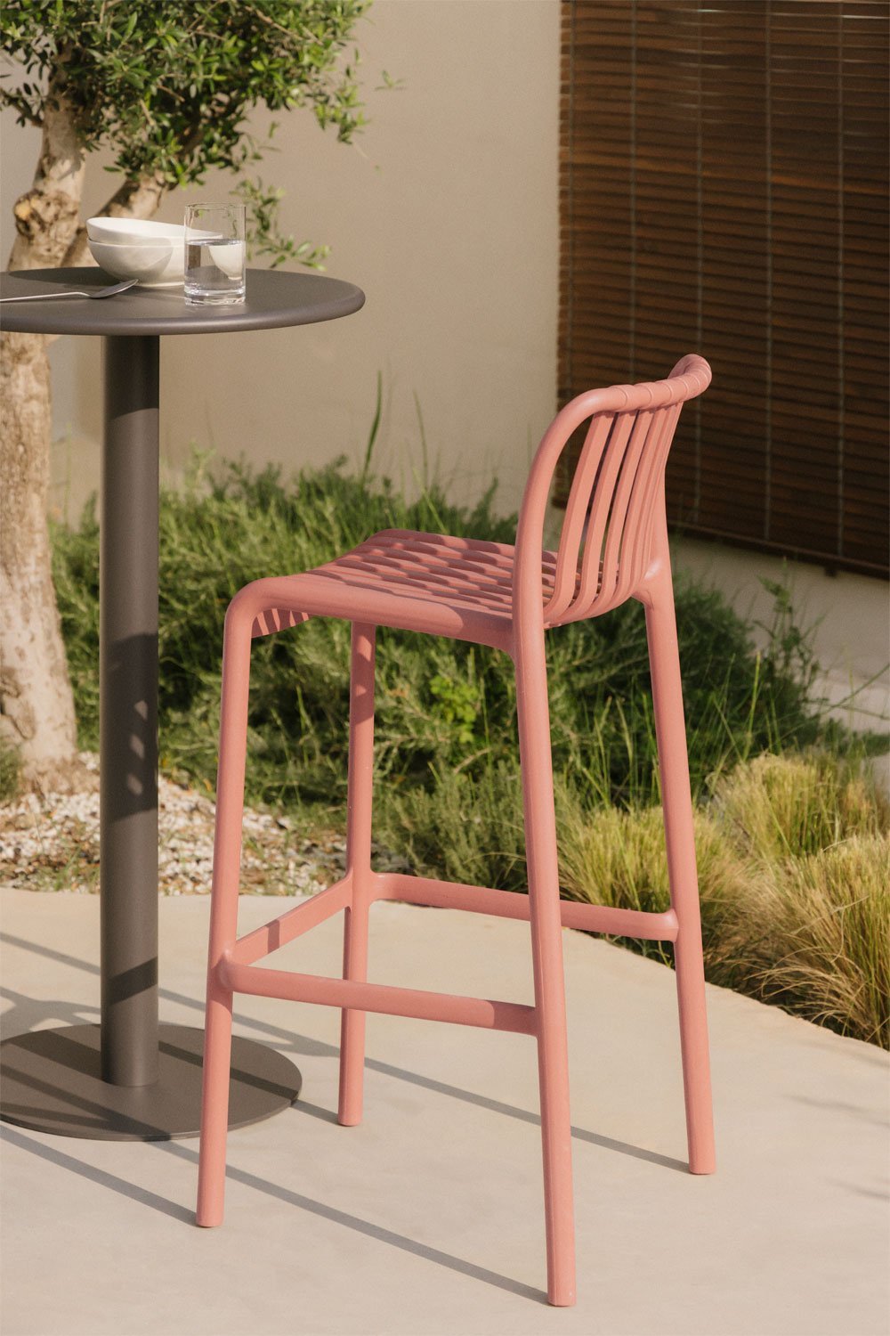Pack of 4 Wendell polypropylene stackable garden stools, gallery image 1
