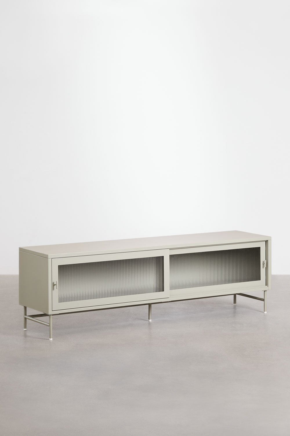 Paoline TV stand 180x40 cm in steel and glass, gallery image 2