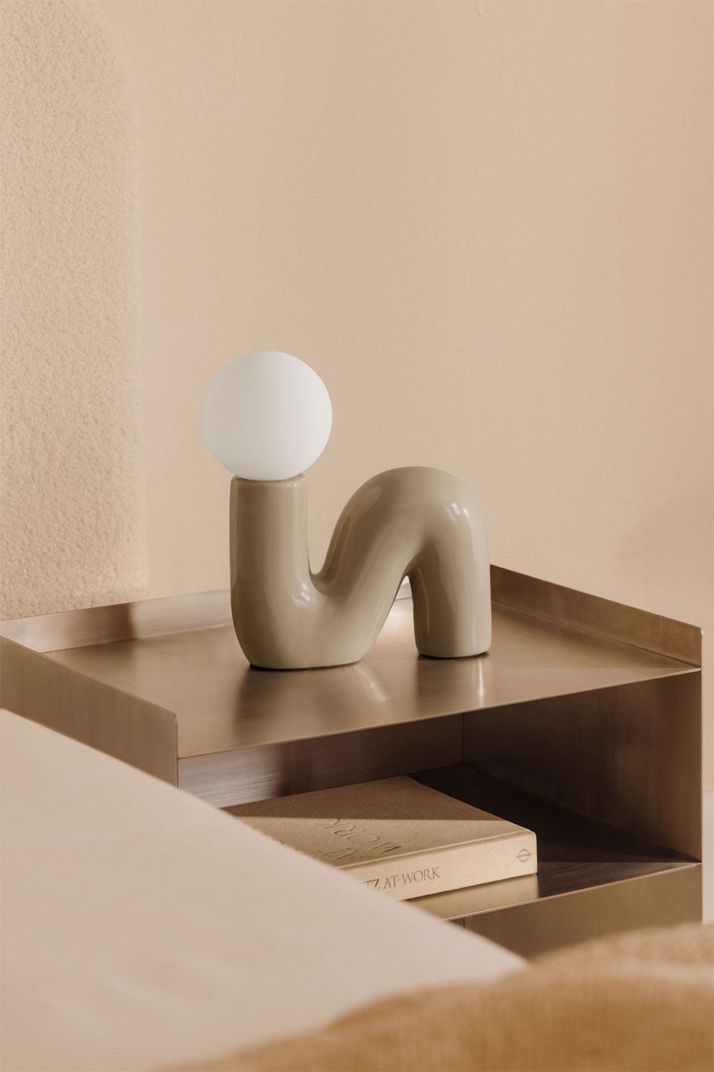 Ceramic table lamp with Vireto glass ball, gallery image 1