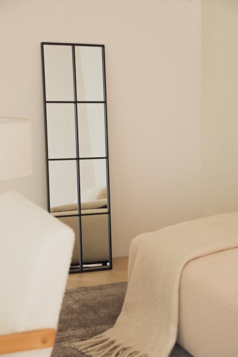 Rania window-effect metal wall mirror 40x130 cm - BLACK
