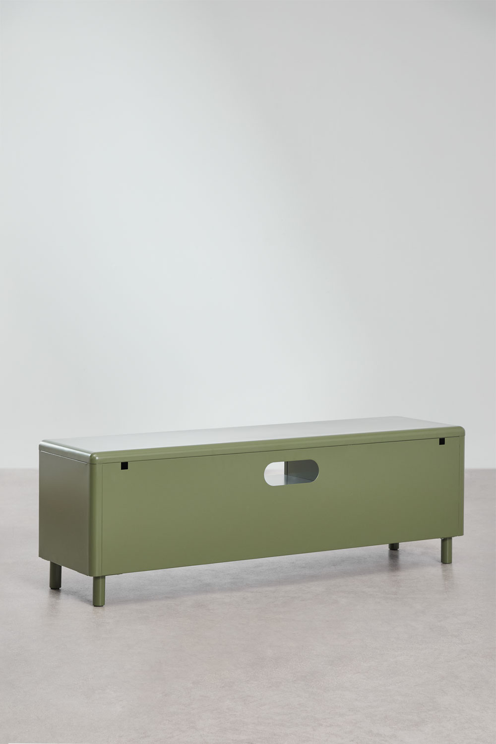 TV Stand 150x40 cm in deep olive green steel Michigan - SKLUM