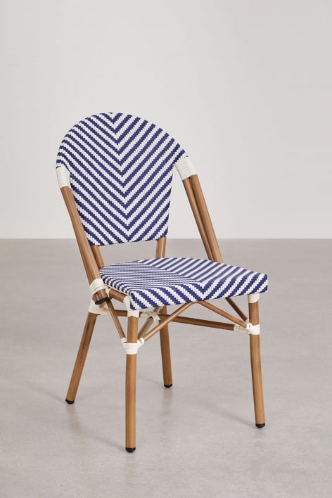 Pack of 2 Brielle Bistro aluminum stackable dining chairs - Ken Blue - Gardenia White