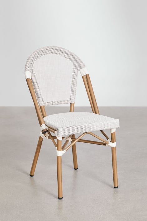 Pack of 4 Brielle Bistro aluminum stackable dining chairs - Gardenia White