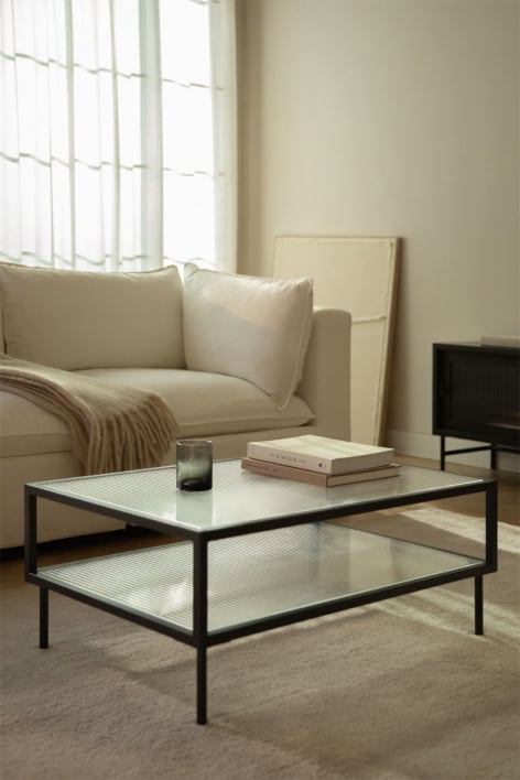 Paoline rectangular steel and glass coffee table