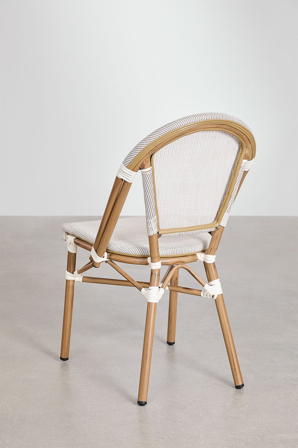 Set of round table Ø80 cm and 4 stackable dining chairs in aluminum Brielle Bistro   , gallery image 8