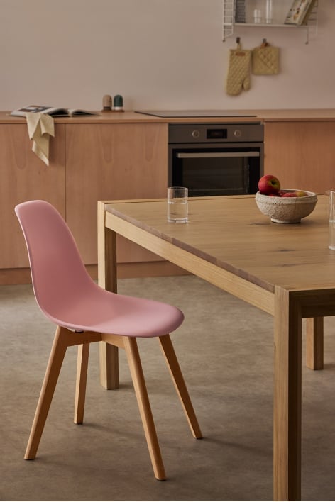 Scand Nordic polypropylene and beech wood dining chair - Cotton Candy Rose