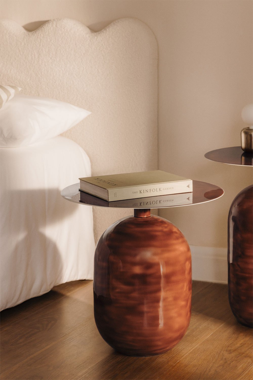 Durne round iron bedside table, gallery image 1