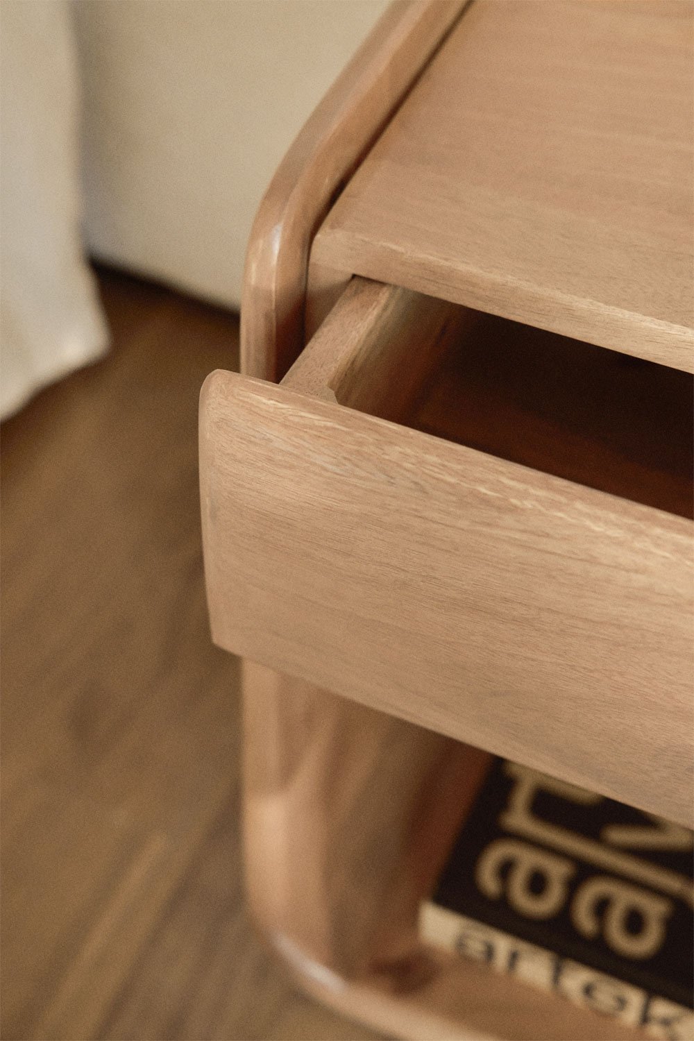 Rectangular bedside table with drawer 40x30 cm in Tinsley wood, gallery image 2