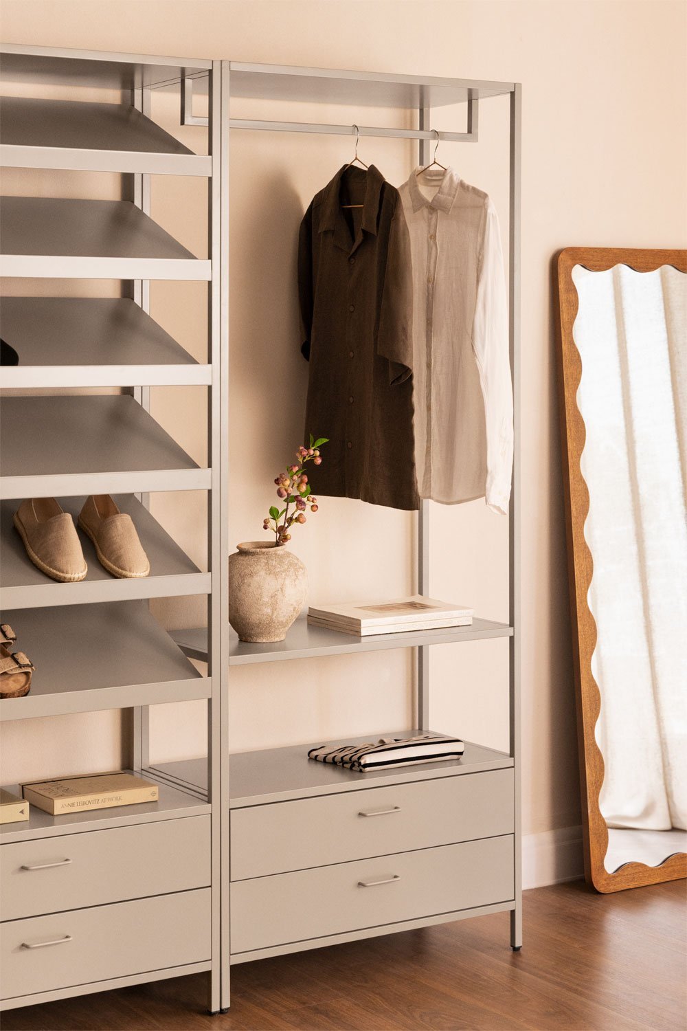 Janine open wardrobe with steel drawers, gallery image 1