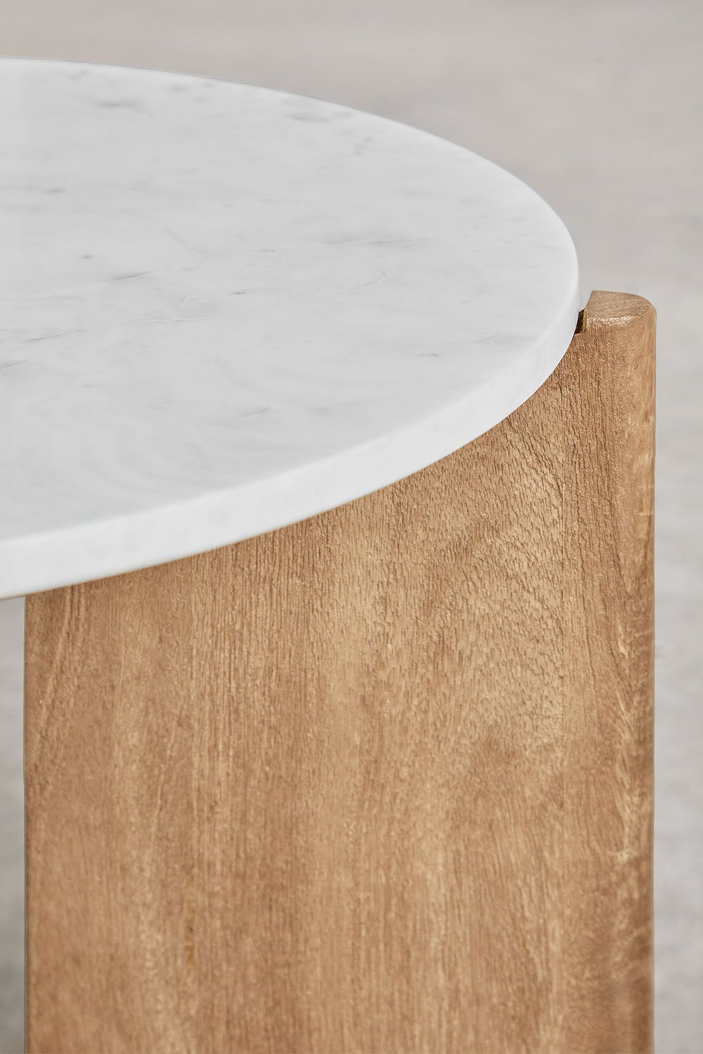Pack of 2 round bedside tables Ø50 cm in natural stone and mango wood Lavinia, gallery image 7