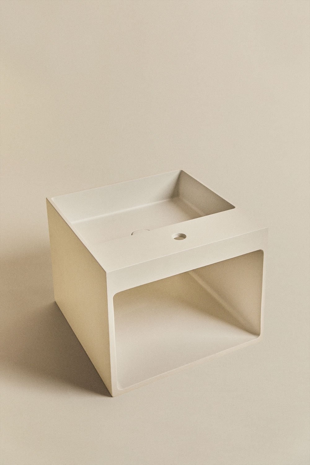 Olympus square sink with storage in cement, gallery image 5