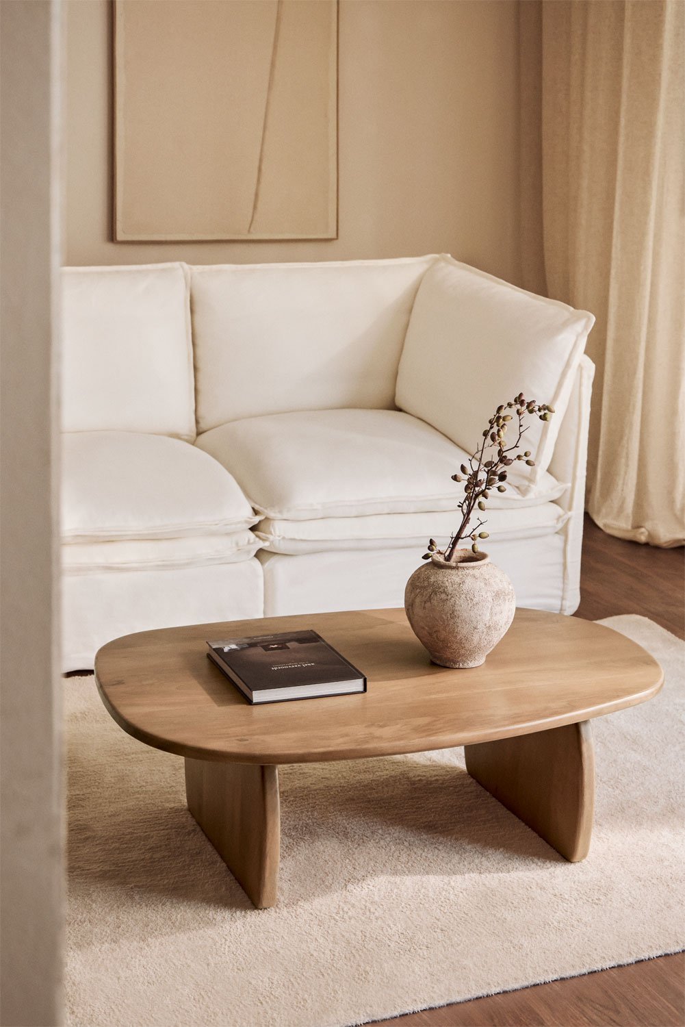 Oval coffee table 110x70 cm in Agathe mango wood, gallery image 1