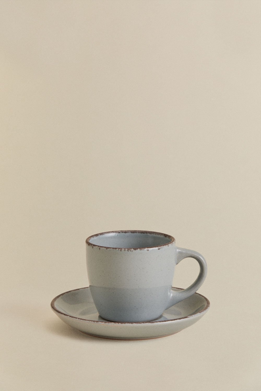 Pack of 2 Ronilena stoneware coffee cups with saucers, 9 cl, gallery image 4
