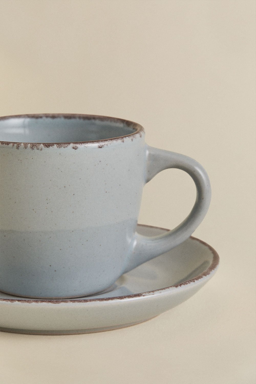 Pack of 2 Ronilena stoneware coffee cups with saucers, 9 cl, gallery image 5