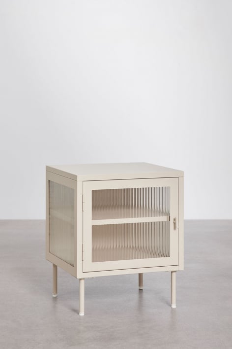 Pack of 2 Paoline steel and glass bedside tables