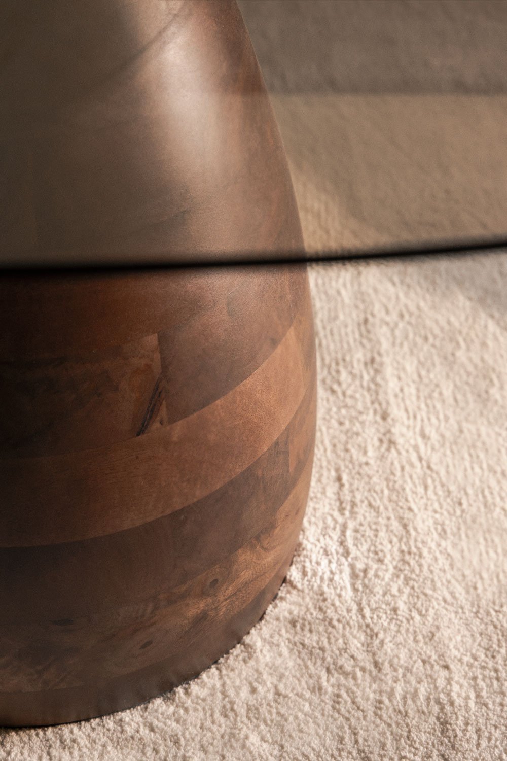 Mariana square side table, 50x50 cm, made of mango wood and glass, gallery image 2