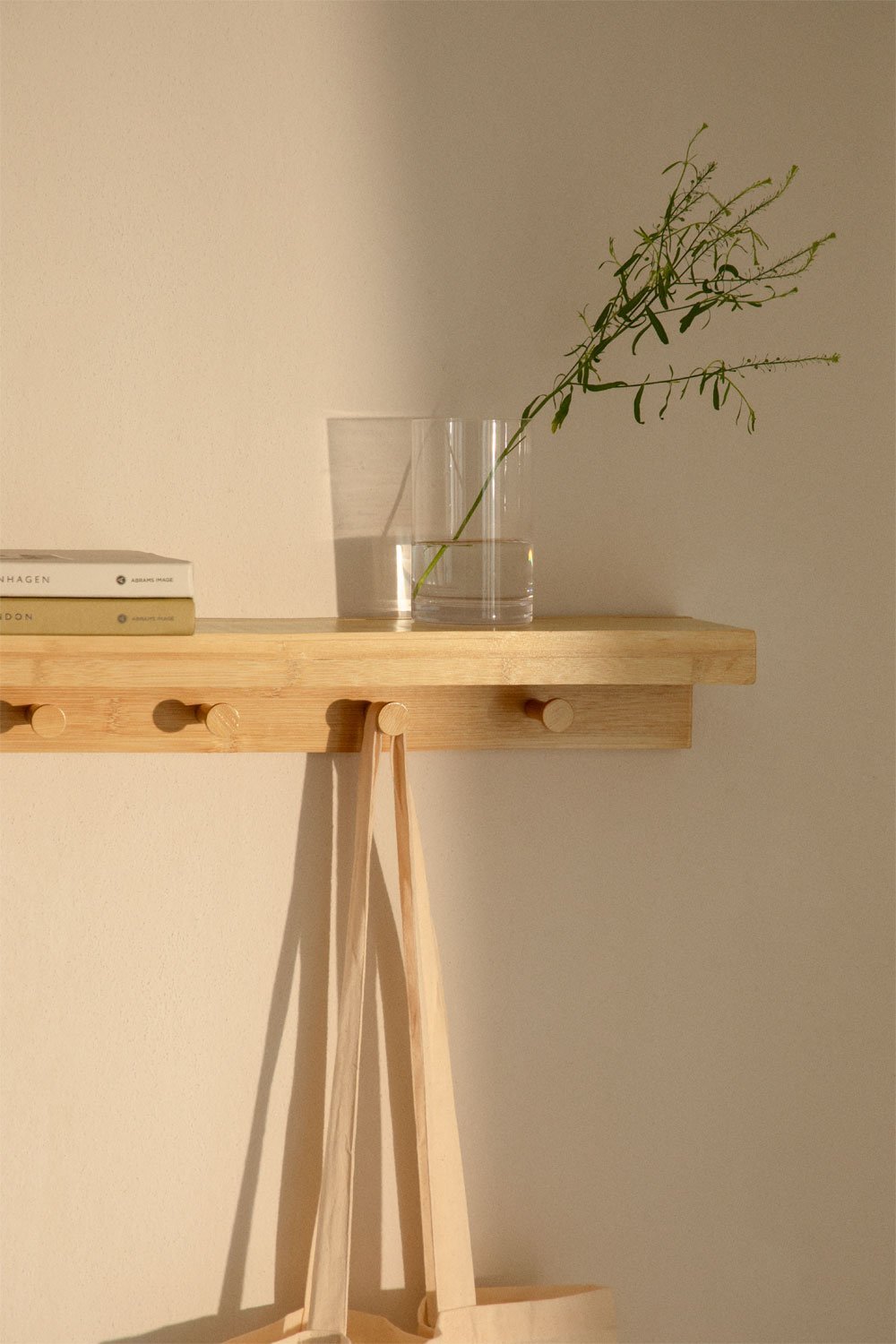 Gari bamboo wall coat rack with shelf, gallery image 2