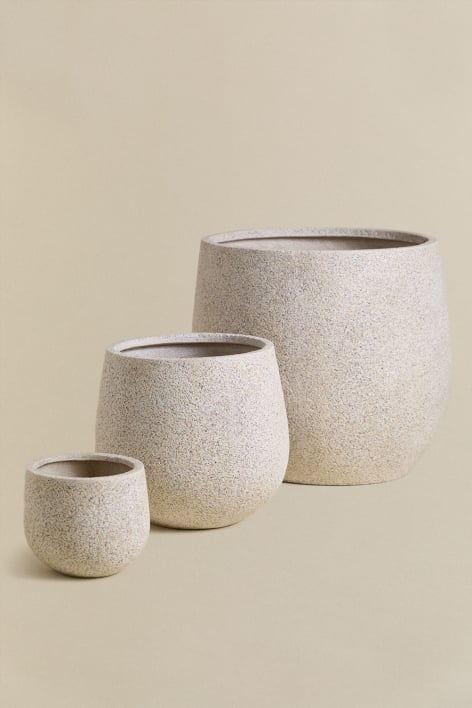 Set of 3 planters Ø20 cm / Ø35 cm / Ø50 cm in polyresin Ugor