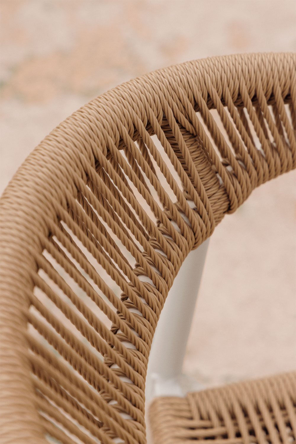 Stackable garden chair with armrests in aluminium and synthetic rattan Amatria, gallery image 2