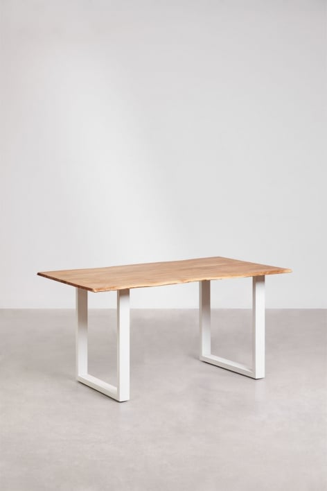 Rectangular dining table in Sami acacia wood - White