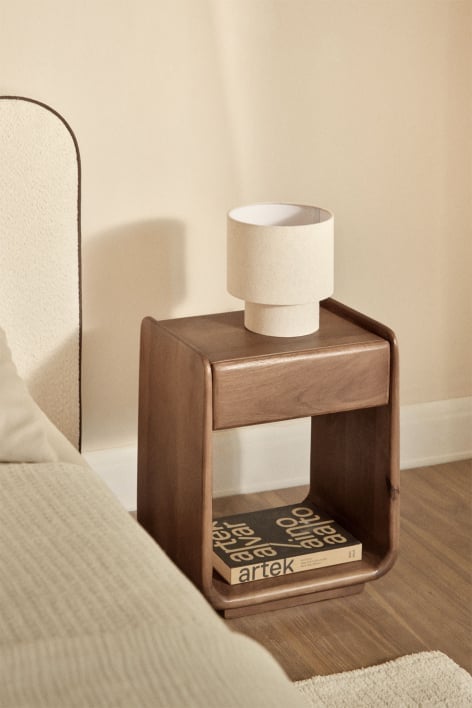 Rectangular bedside table with drawer 40x30 cm in Tinsley wood