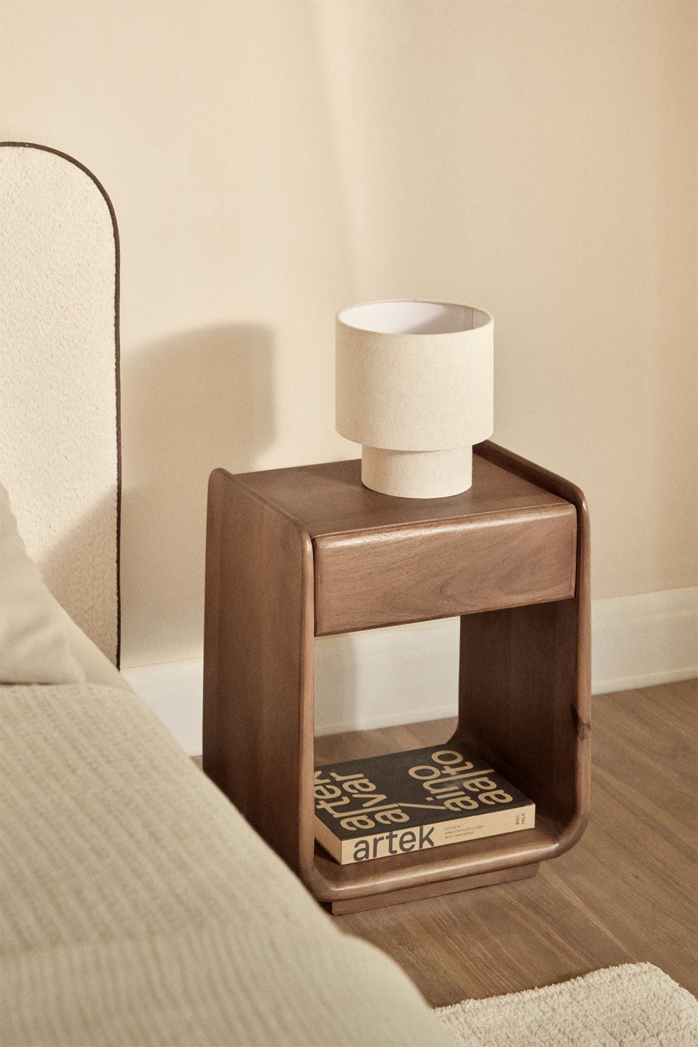 Pack of 2 rectangular bedside tables with drawers, 40x30 cm, in Tinsley wood, gallery image 1
