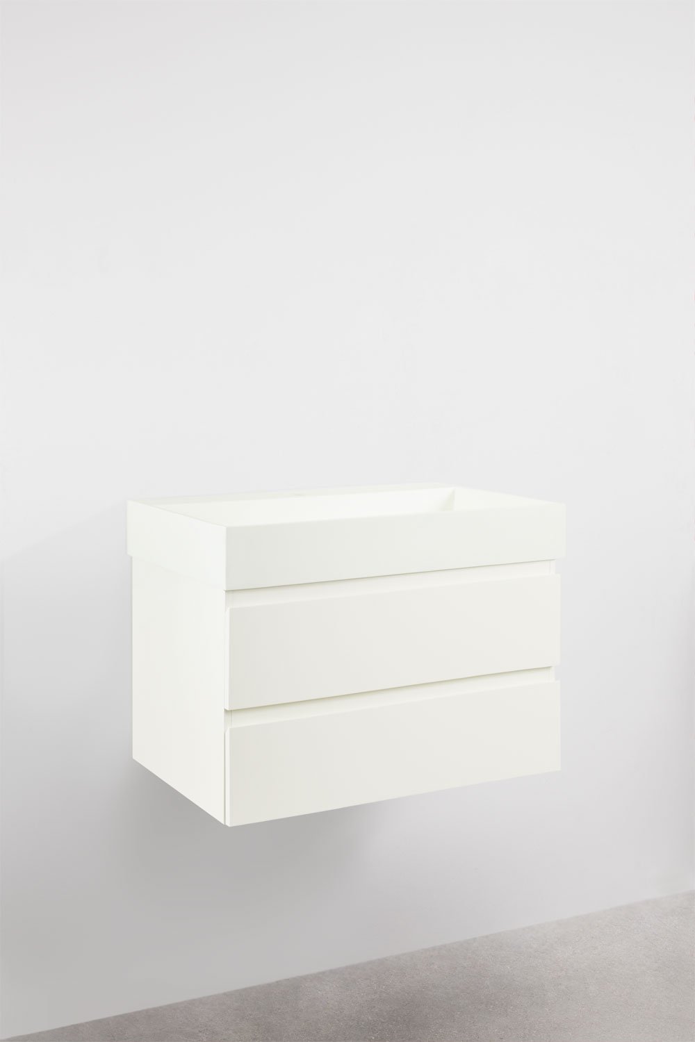 Bathroom furniture set in wood and ash veneer with integrated Ona washbasin, gallery image 2