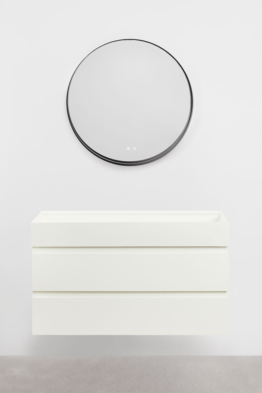 Bathroom furniture set in wood and ash veneer with integrated Ona washbasin, gallery image 2