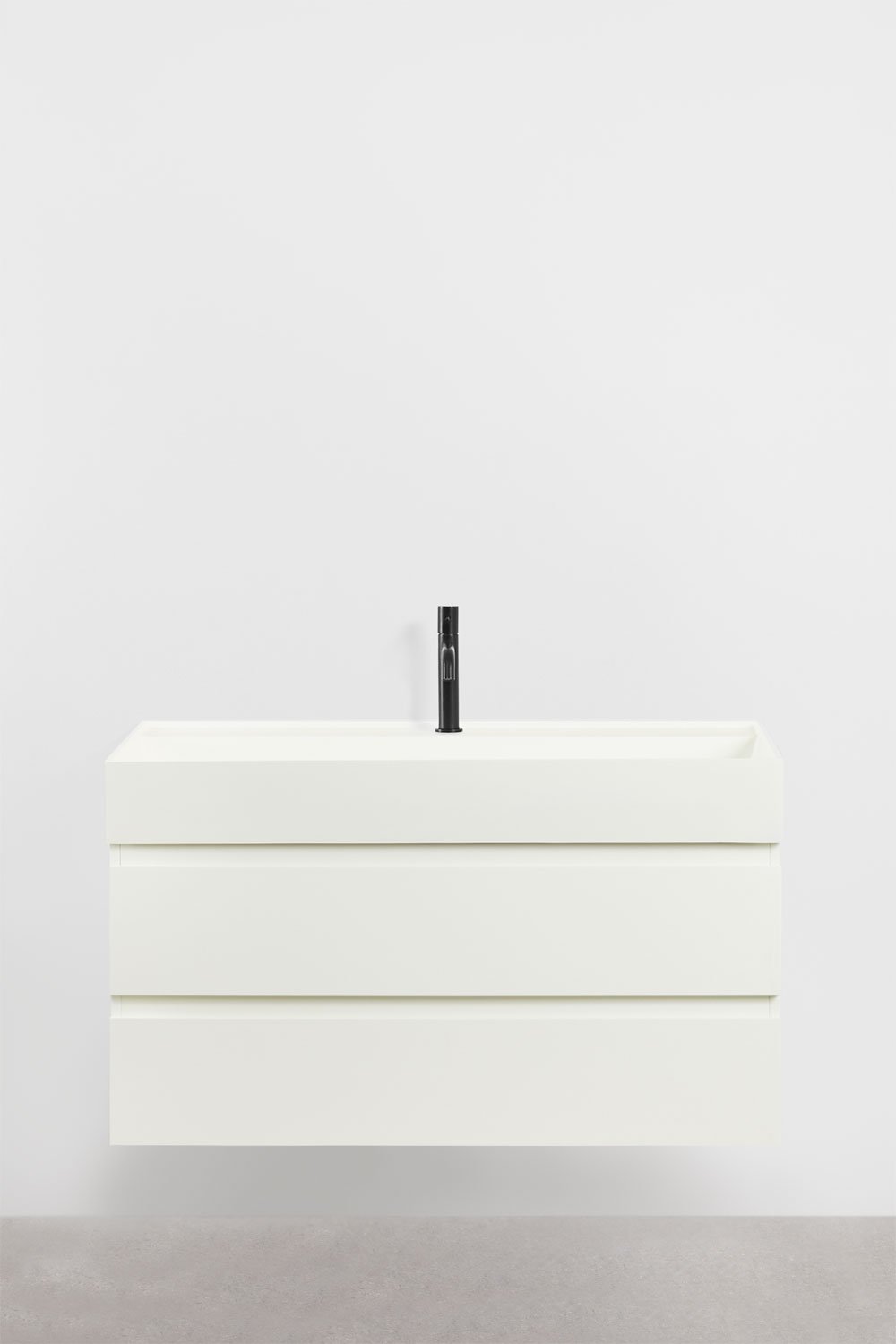 Bathroom furniture set in wood and ash veneer with integrated Ona washbasin, gallery image 2