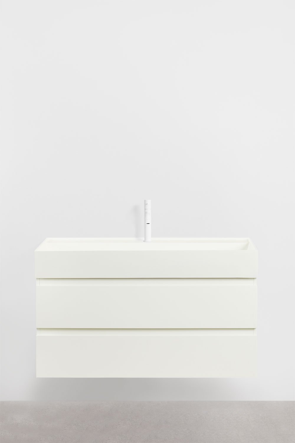 Bathroom furniture set in wood and ash veneer with integrated Ona washbasin, gallery image 2