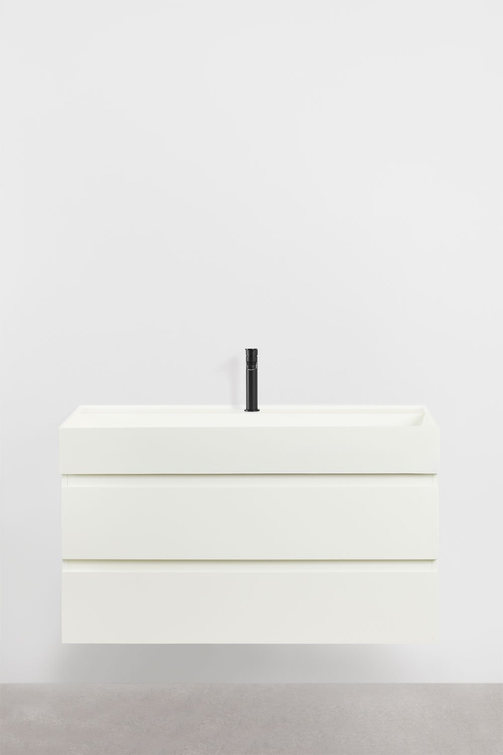 Bathroom furniture set in wood and ash veneer with integrated Ona washbasin, gallery image 2