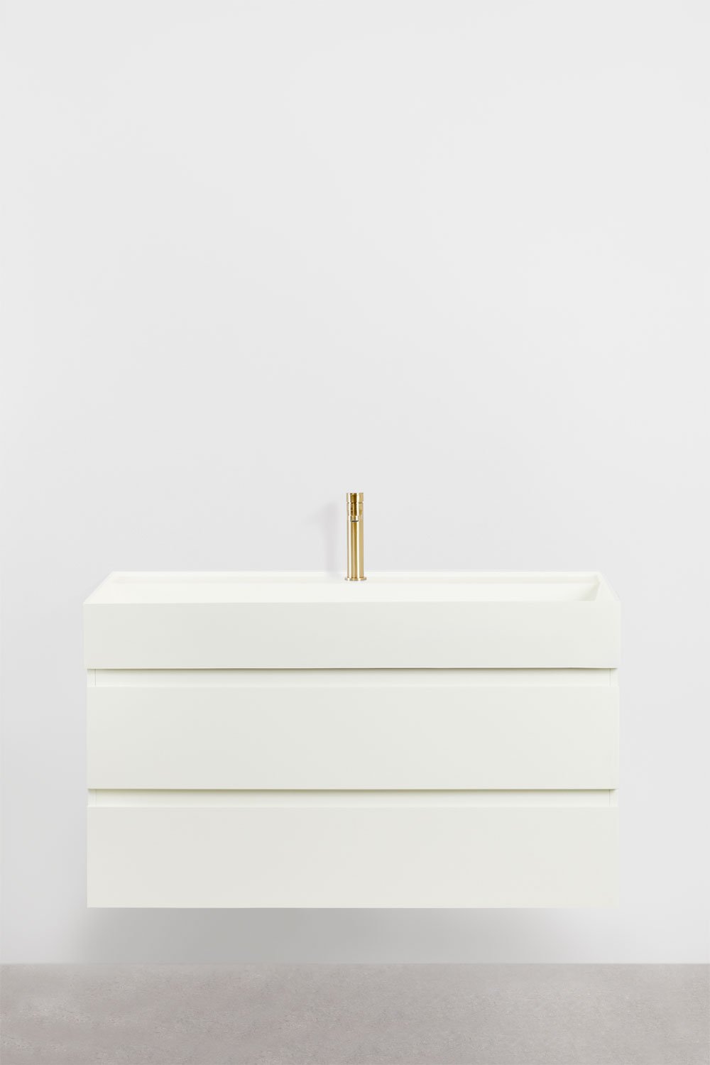 Bathroom furniture set in wood and ash veneer with integrated Ona washbasin, gallery image 2