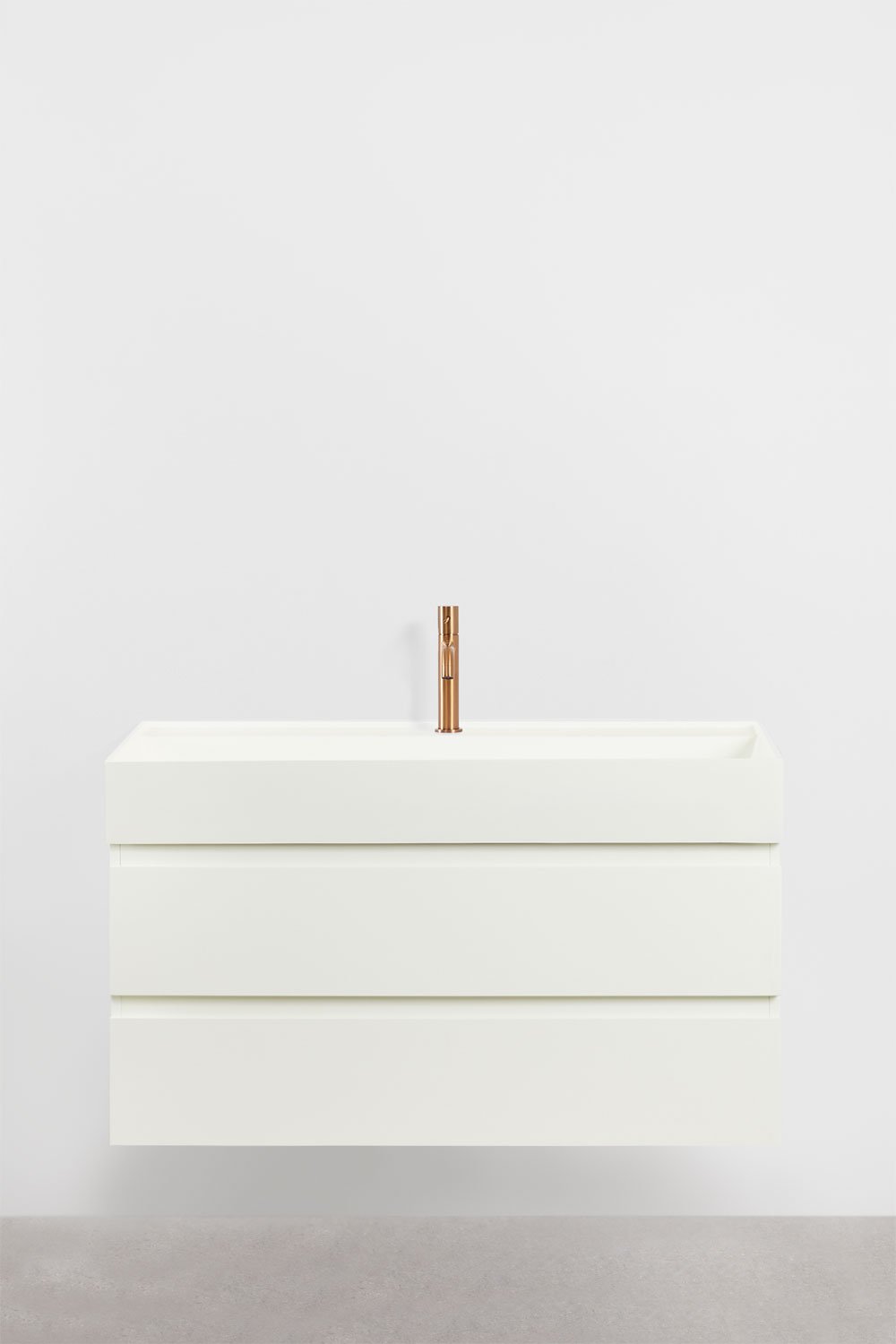 Bathroom furniture set in wood and ash veneer with integrated Ona washbasin, gallery image 2