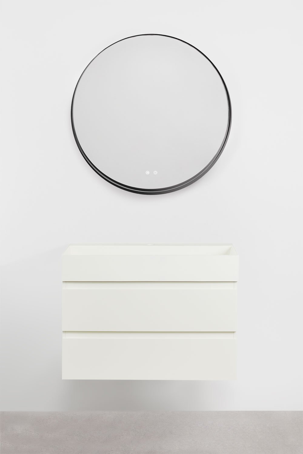 Suspended bathroom furniture set in wood and ash veneer with integrated Ona sink, gallery image 2