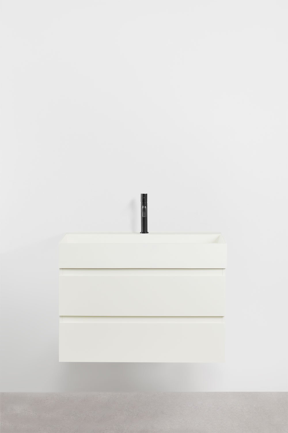 Bathroom furniture set in wood and ash veneer with integrated Ona washbasin, gallery image 2