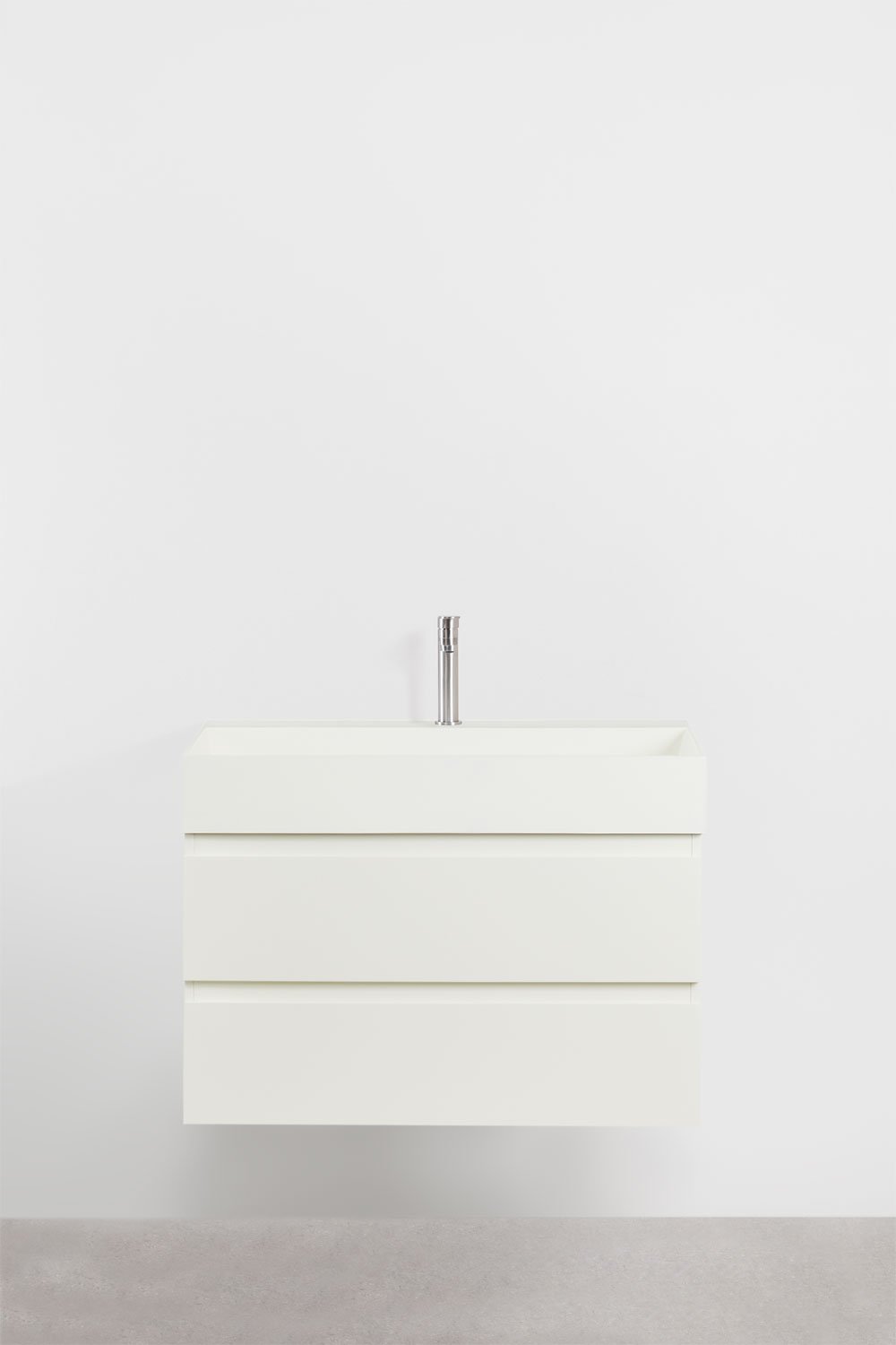 Bathroom furniture set in wood and ash veneer with integrated Ona washbasin, gallery image 2