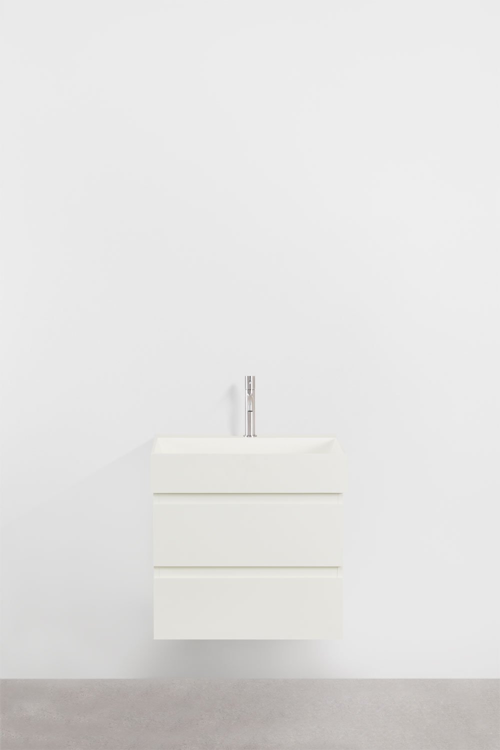 Bathroom furniture set in wood and ash veneer with integrated Ona washbasin, gallery image 2