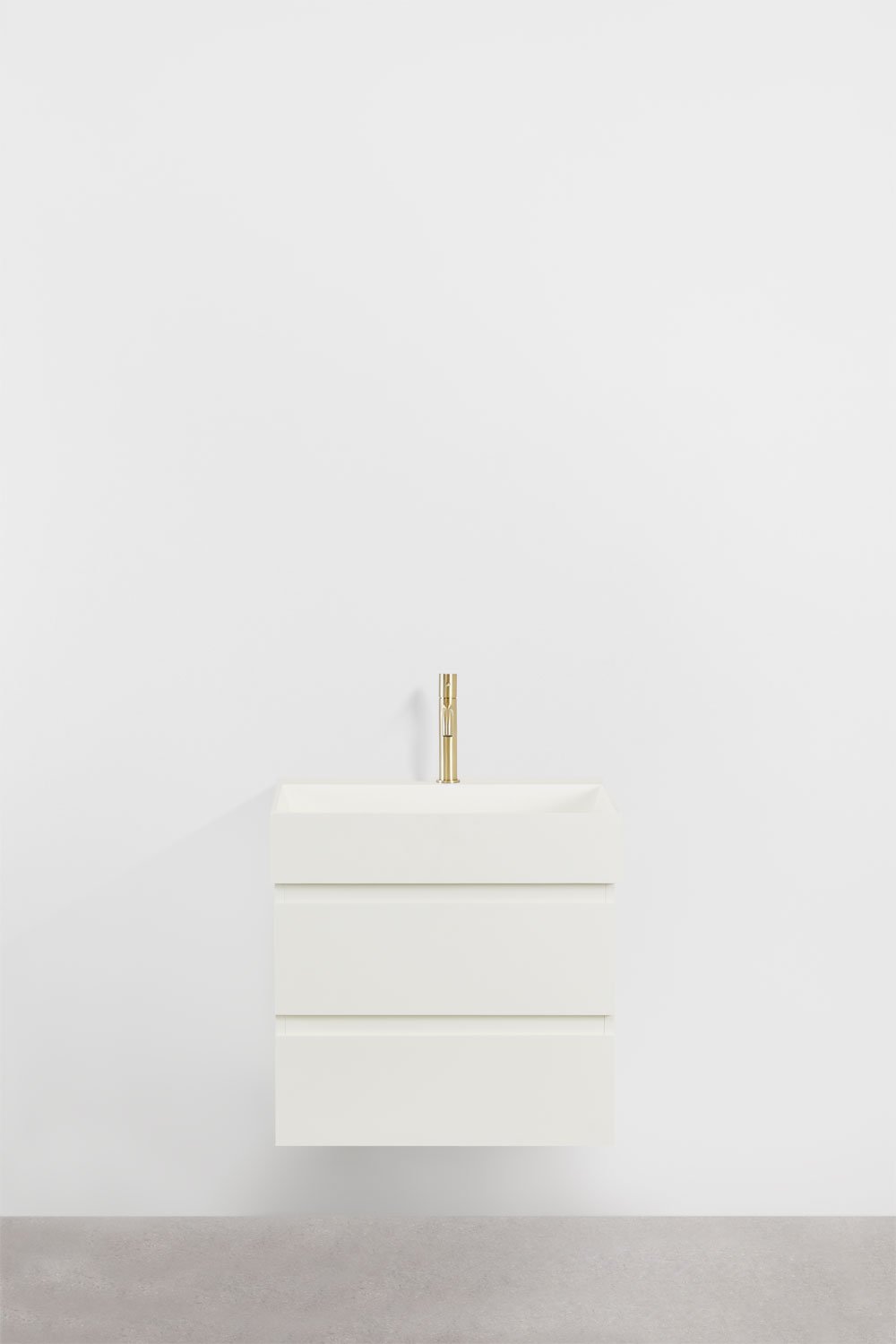 Bathroom furniture set in wood and ash veneer with integrated Ona washbasin, gallery image 2
