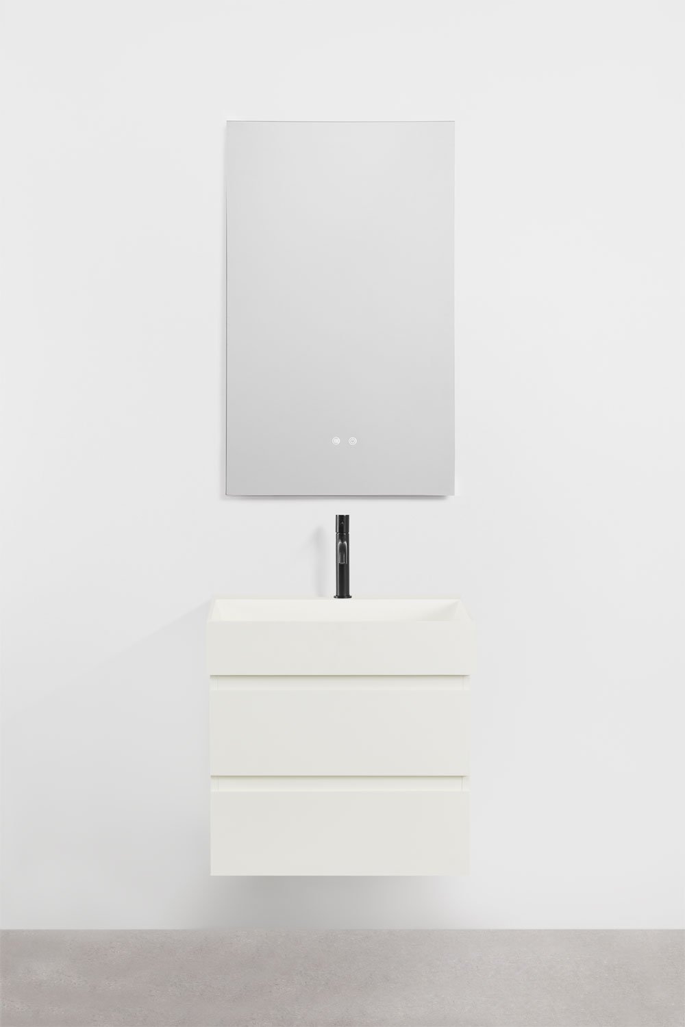 Bathroom furniture set in wood and ash veneer with integrated Ona washbasin, gallery image 2