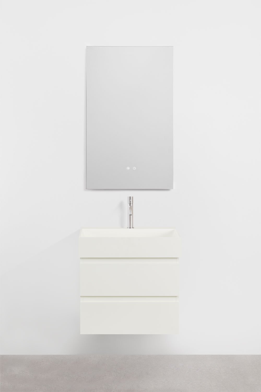 Bathroom furniture set in wood and ash veneer with integrated Ona washbasin, gallery image 2