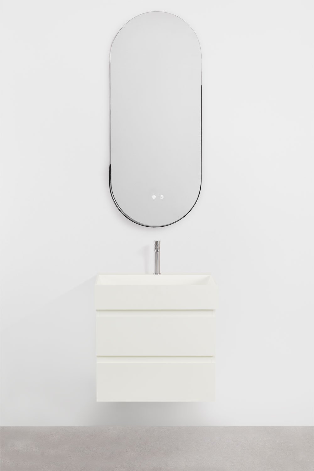 Bathroom furniture set in wood and ash veneer with integrated Ona washbasin, gallery image 2