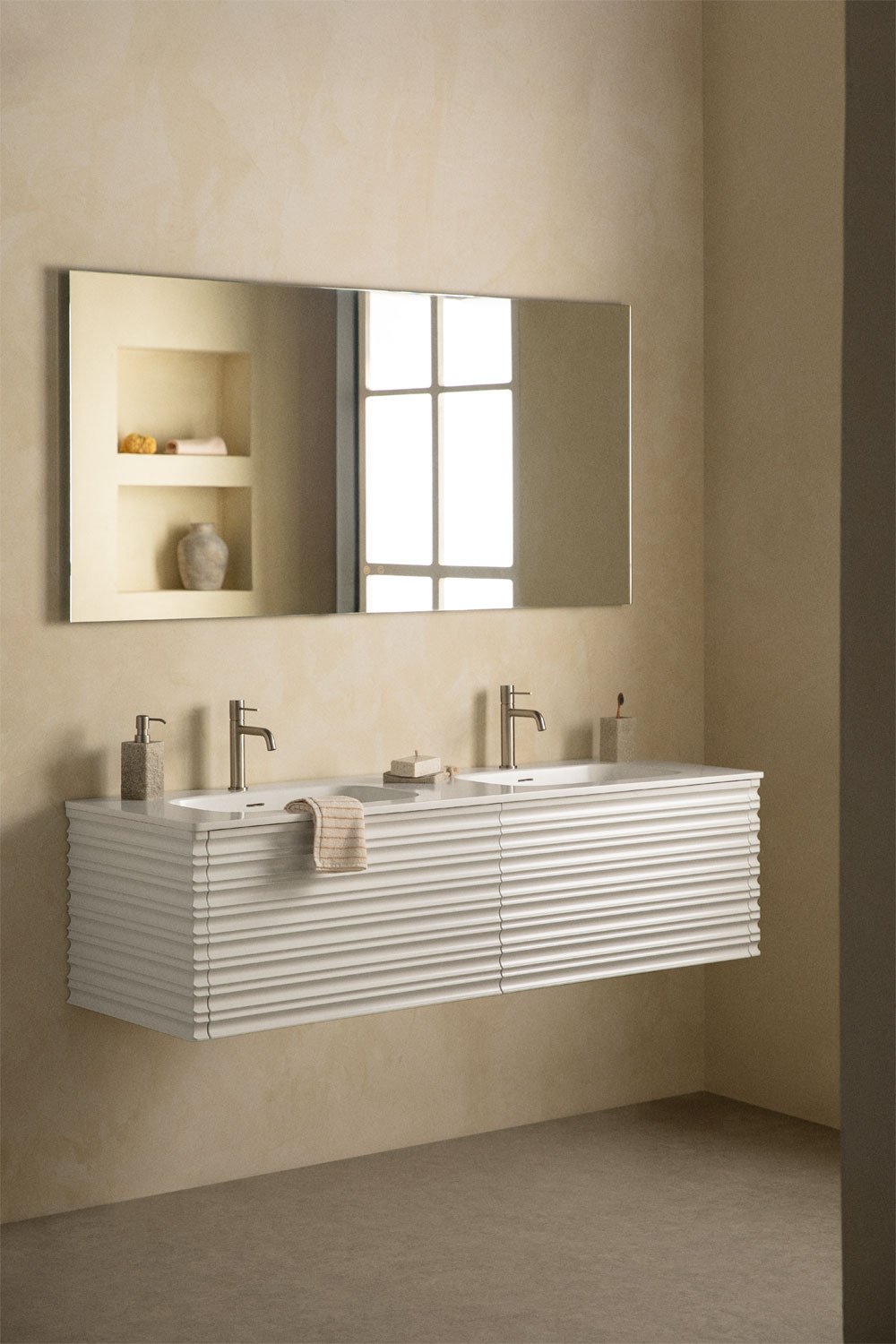 Noura wooden bathroom furniture set with integrated sinks, gallery image 1