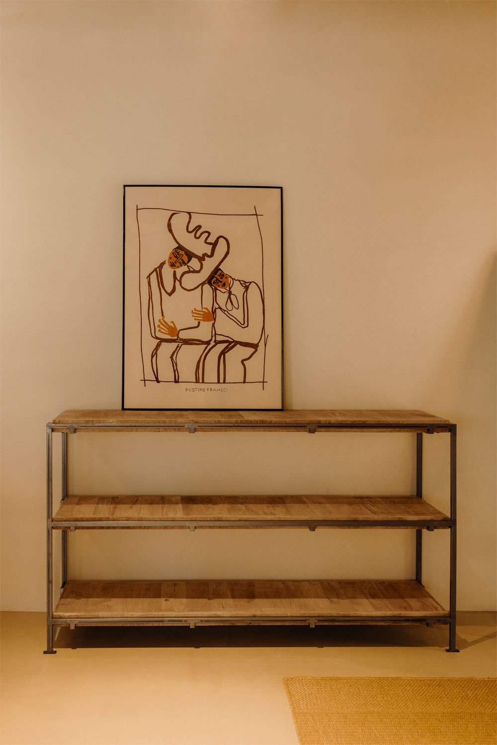 3-Shelf Bookcase in Mango Wood Inme, gallery image 1