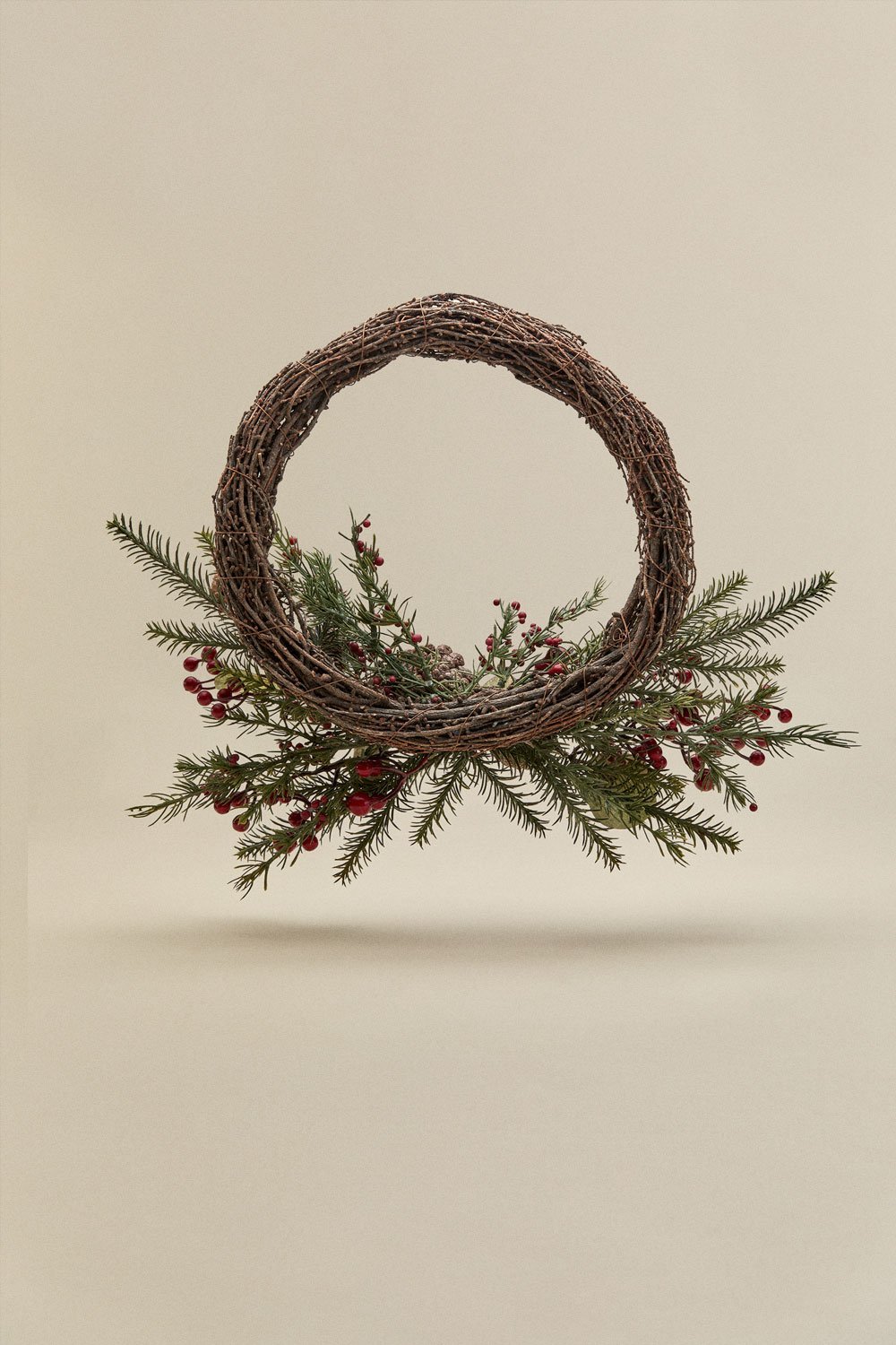 Decorative Christmas wreath in rattan with pine cones Gryla, gallery image 5