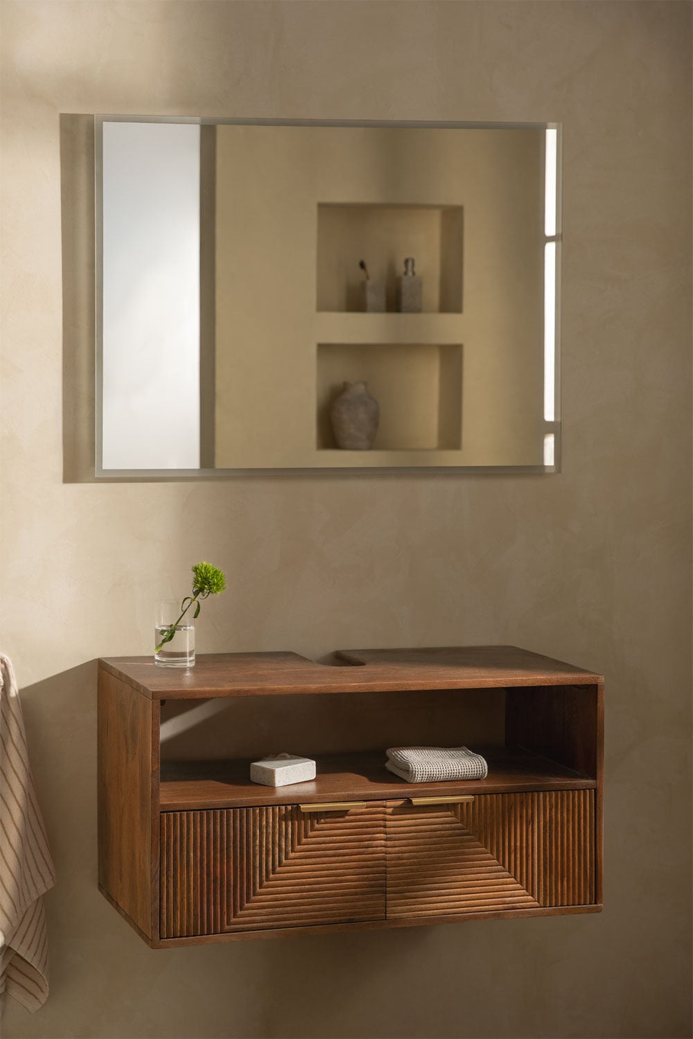 Baty suspended bathroom furniture set in mango wood, gallery image 1